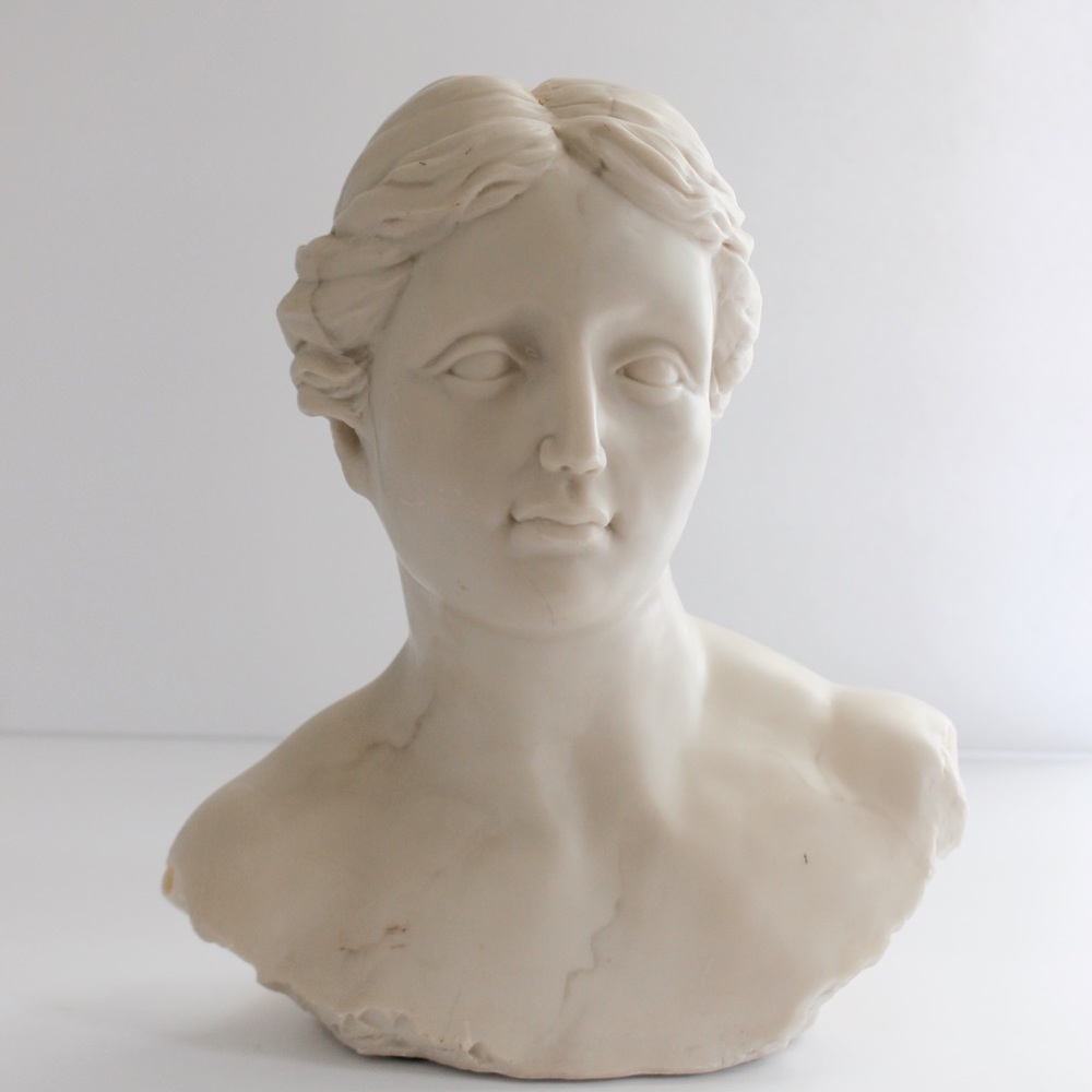 Vintage Neoclassical Roman Style Female Bust Sculpture